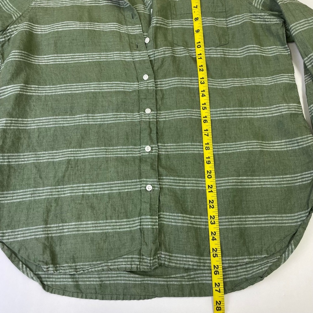 L.L.Bean Green Striped 100% Linen Button Down Shirt Womens Large Petite - Picture 13 of 15